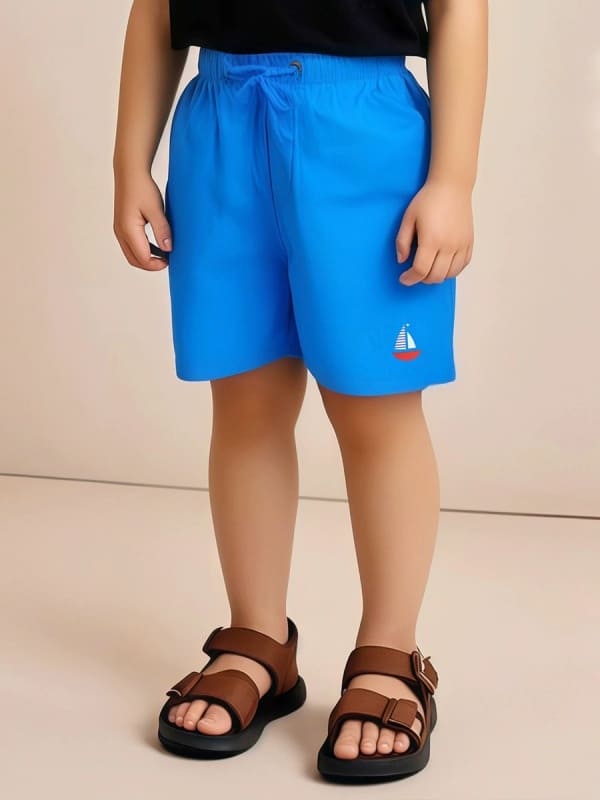 Kid Boys Cartoon Offset Drawstring Cotton Shorts