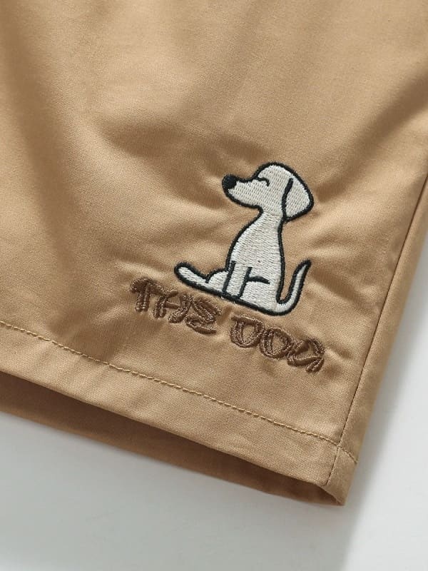 Little Maven: Adventure-Ready Boys Cute Dog Print Cotton Shorts