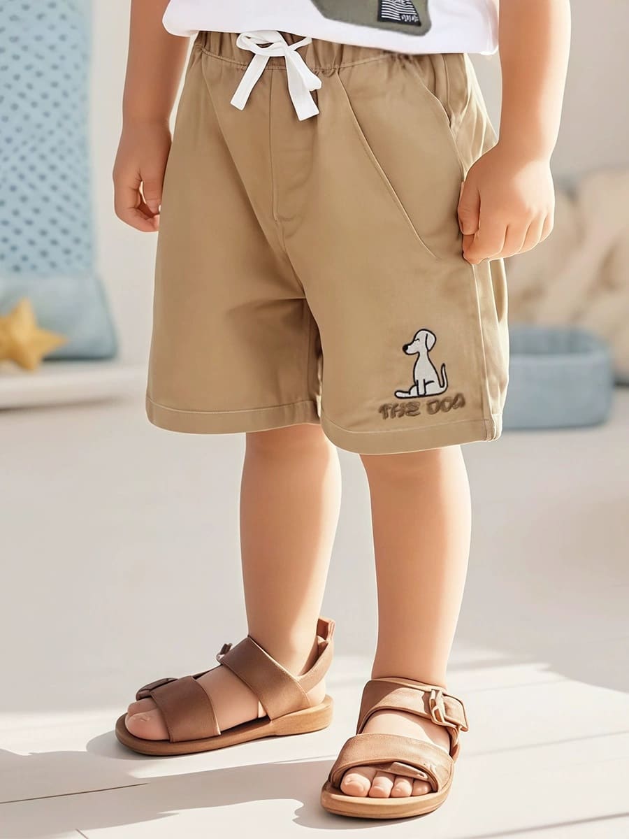 Little Maven boys' dog print cotton shorts adjustable waist organic