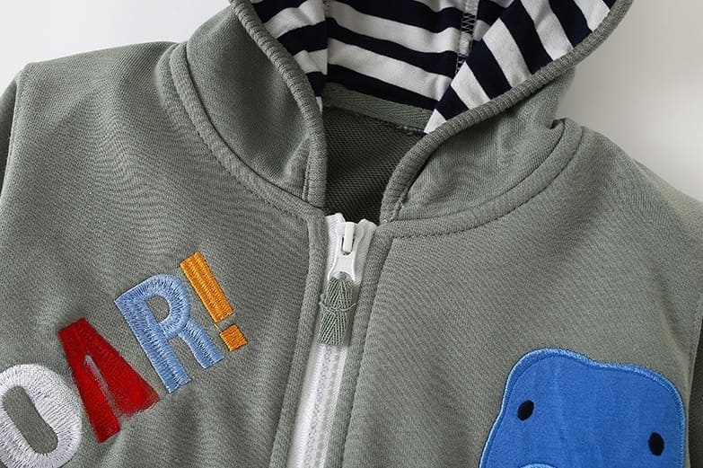 Toddler/Kid Boy Dinosaur Lettering Printed Casual Zip-Up Hooded Jacket