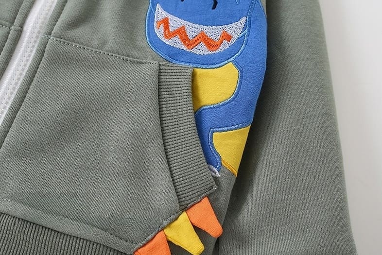 Toddler/Kid Boy Dinosaur Lettering Printed Casual Zip-Up Hooded Jacket