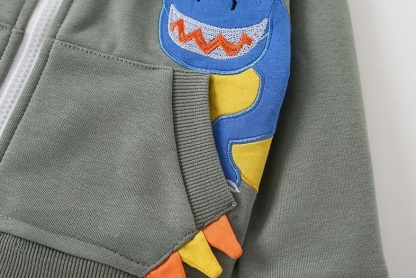 Toddler/Kid Boy Dinosaur Lettering Printed Casual Zip-Up Hooded Jacket