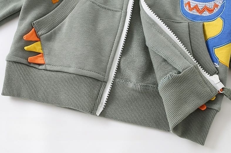Toddler/Kid Boy Dinosaur Lettering Printed Casual Zip-Up Hooded Jacket