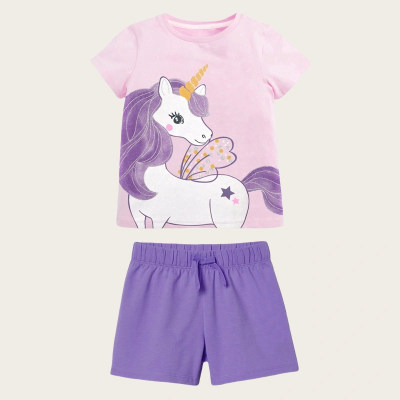 Little Maven Toddler/Kid Girl 2pcs Unicorn Print Cotton T-shirt and Shorts Set