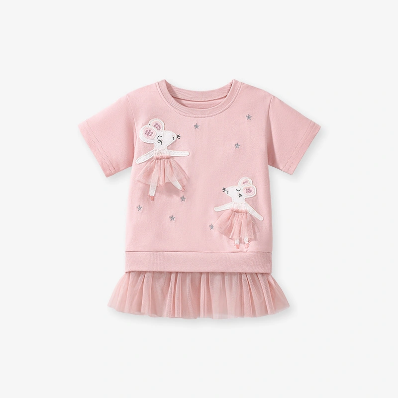 Toddler/Kid Girl Cartoon Mouse Applique Embroidered Mesh Princess Dress