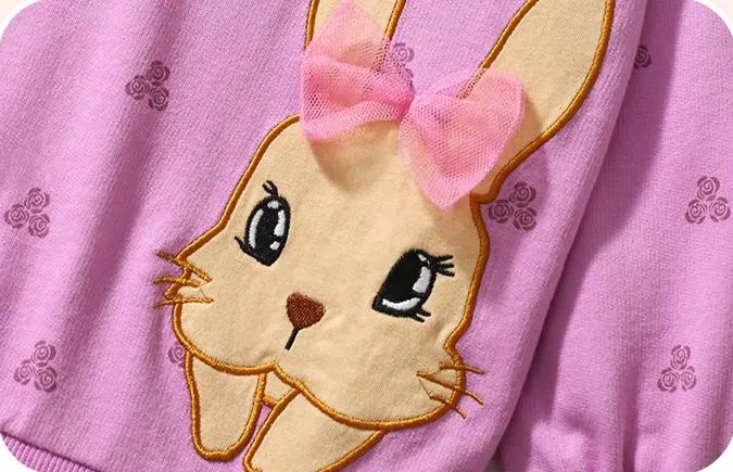 Toddler/Kid Girl Cartoon Rabbit Long-Sleeved Sweatshirt And Pants Set