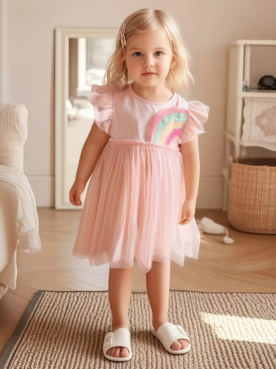 Little Maven Toddler girl in colorful embroidered princess dress