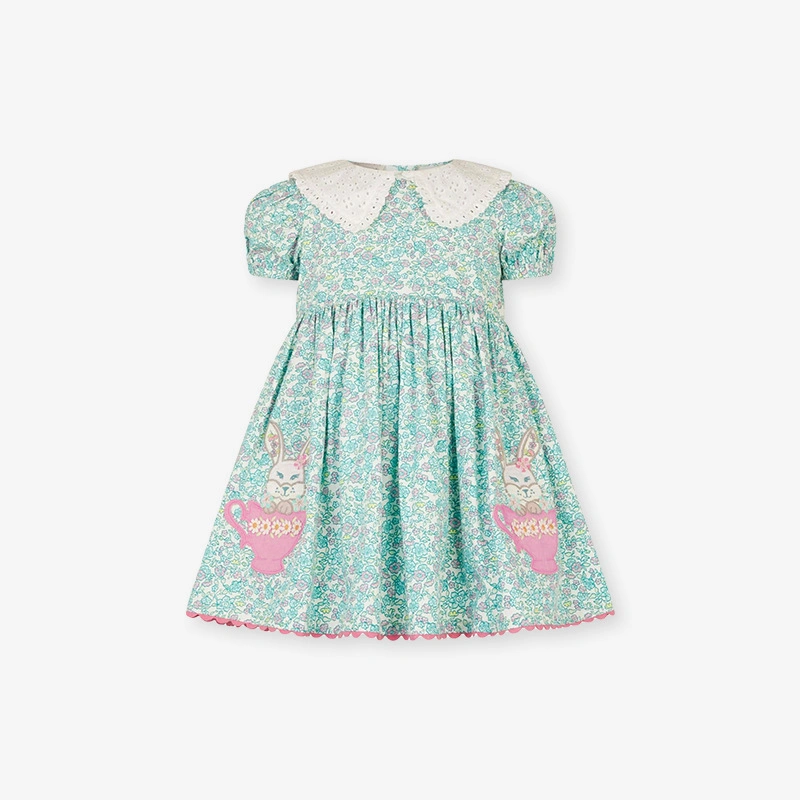 Toddler/Kid Girl Cute Rabbit Embroidered Floral Princess Dress