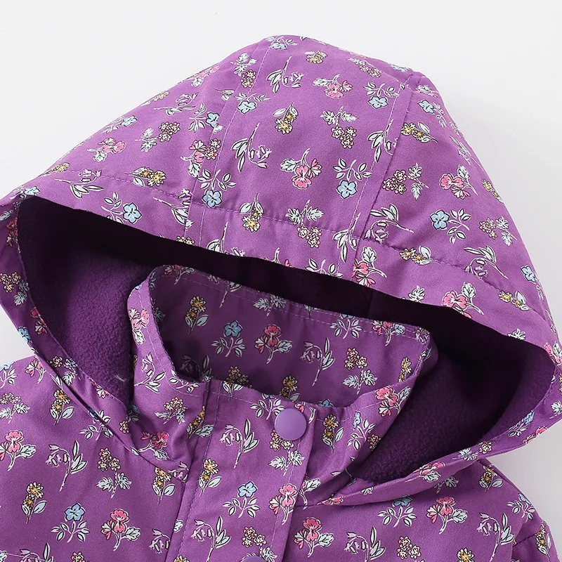 Toddler/Kid Girl Floral Print Long Sleeve Hooded Quilted Jacket