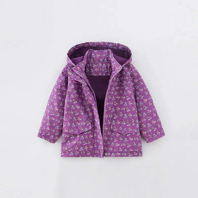 Toddler/Kid Girl Floral Print Long Sleeve Hooded Quilted Jacket