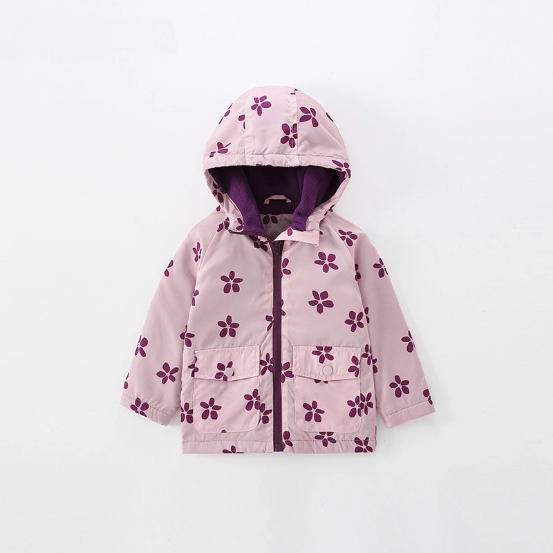 Little Maven Toddler/Kid Girl Small Floral Print Hooded Fleece Jacket