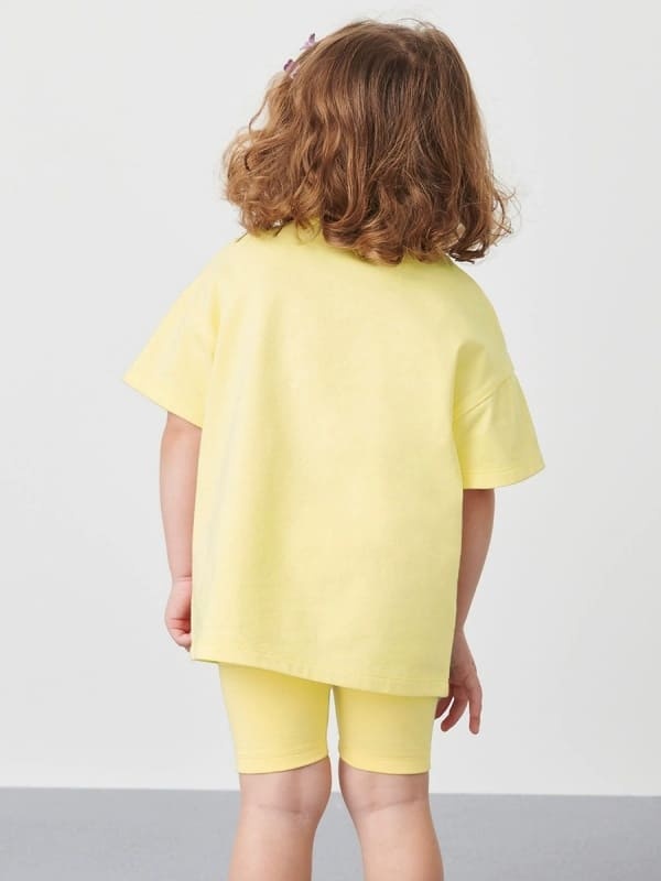 Kid Girls 2-Piece Bunny & Fruit Print Cotton Tee & Shorts Set