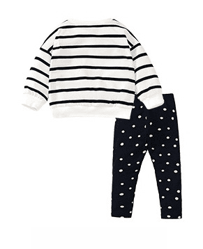 Kid Girls 2pcs Cute Puppy Embroidery Striped Sweatshirt and Pants Set