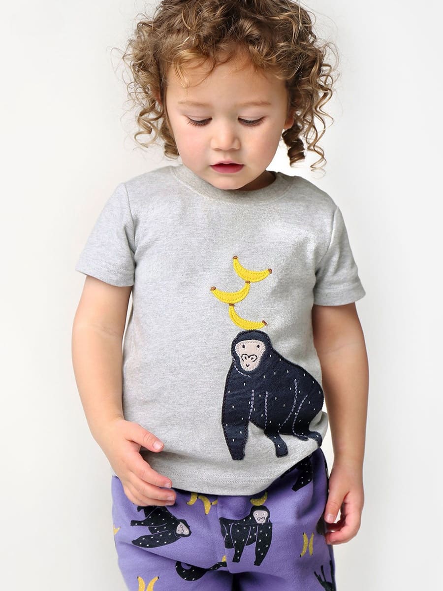 Kid Girls Gorilla Applique Cotton 2-Piece Play Set 