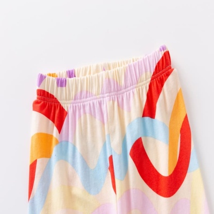 Kid Girls 2-Piece Lettering Print Cotton Tee & Striped Leggings Set
