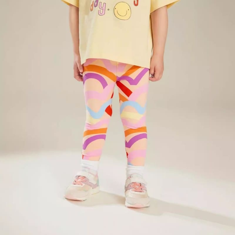 Kid Girls 2-Piece Lettering Print Cotton Tee & Striped Leggings Set