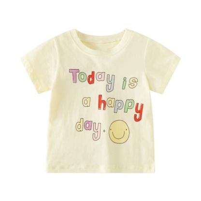 Kid Girls 2-Piece Lettering Print Cotton Tee & Striped Leggings Set