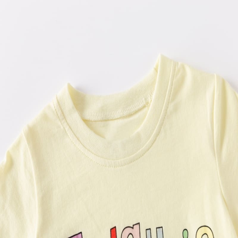 Kid Girls 2-Piece Lettering Print Cotton Tee & Striped Leggings Set
