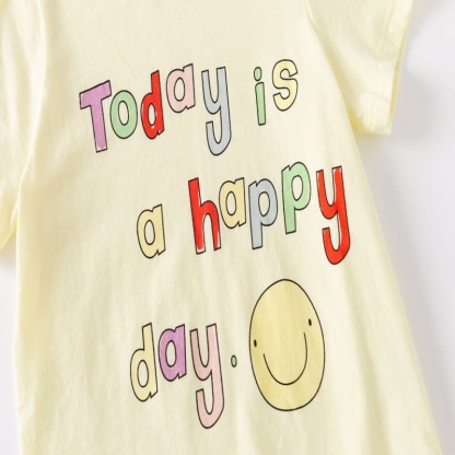 Kid Girls 2-Piece Lettering Print Cotton Tee & Striped Leggings Set