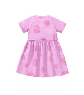 Kid Girls Cotton Machine Washable Dress with Animal Appliques