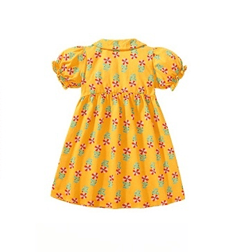 Kid Girls Cotton Open Cardigan Short Sleeve Dress with Floral Print