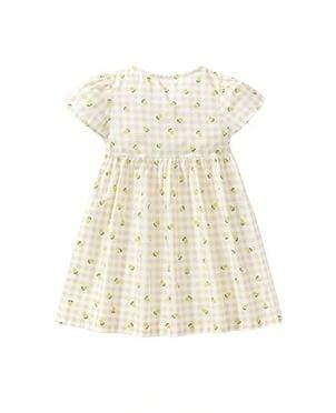 Kid Girls Cotton Printed Machine Washable Plaid Dress