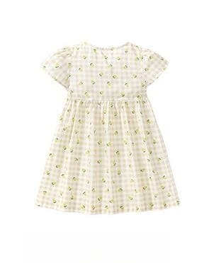 Kid Girls Cotton Printed Machine Washable Plaid Dress