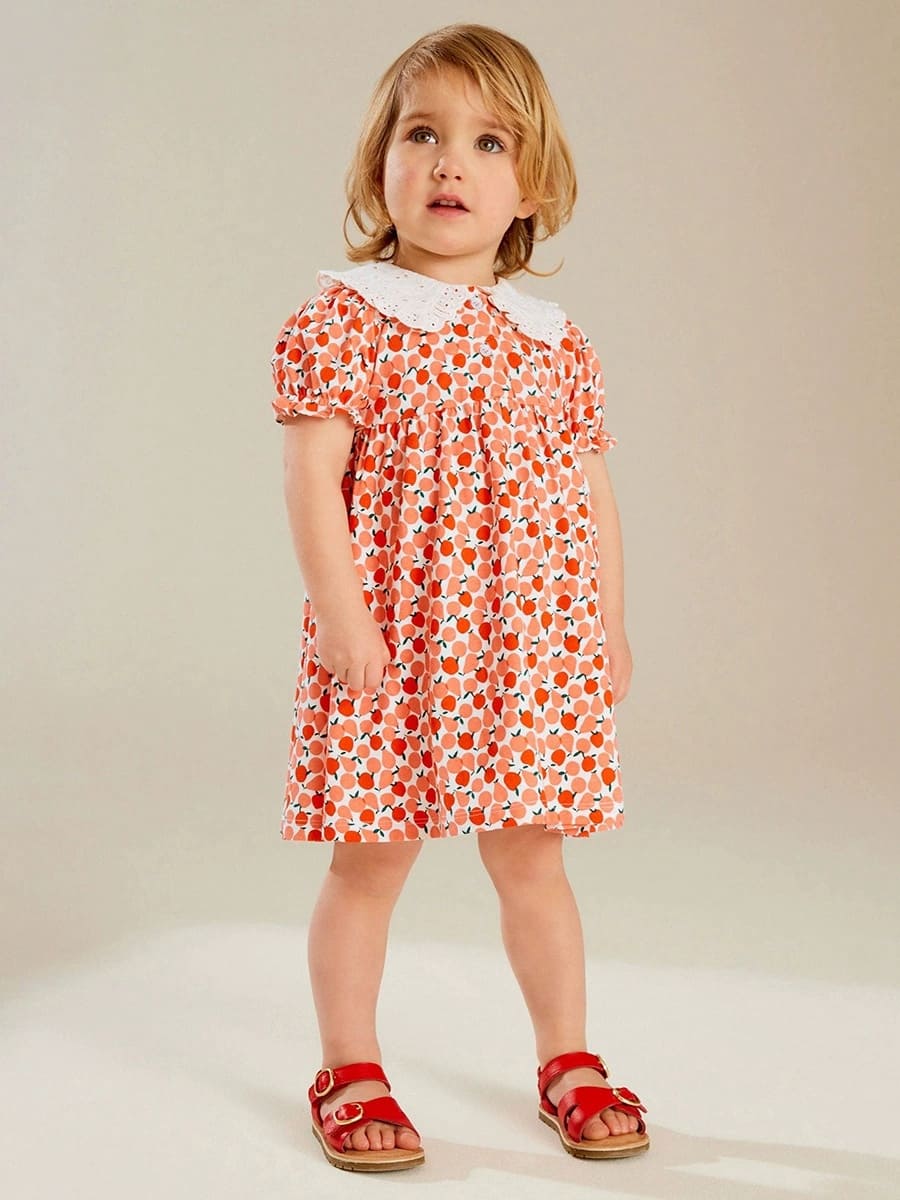 Little Maven Kid girls cherry print dress organic cotton