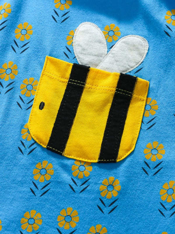 Toddler & Kid Girls Cute Bee & Flower Pattern Cotton Long Sleeve Dress