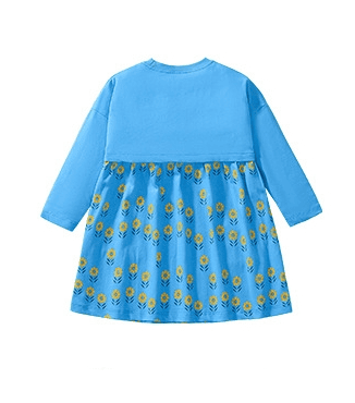 Toddler & Kid Girls Cute Bee & Flower Pattern Cotton Long Sleeve Dress