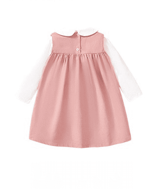 Kid Girls Cute Duck Embroidered Cotton Long Sleeve Dress