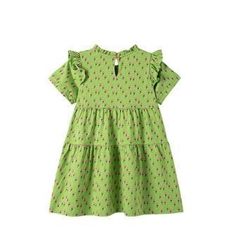 Kid Girls Floral Print Cotton Short Sleeve Dress – Playful & Comfortable