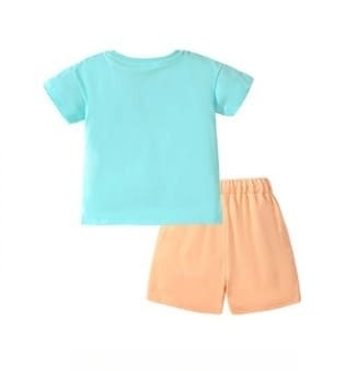 Kid Girls Lettering Printed Cotton Tee and Elastic Waist Shorts Set
