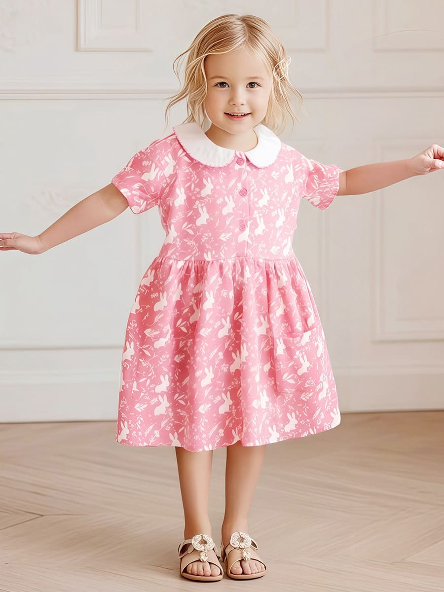 Little Maven Girls Floral Doll Collar Dress for Parties