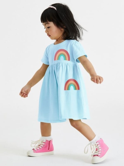 Little Maven Rainbow Cotton Dress for Girls