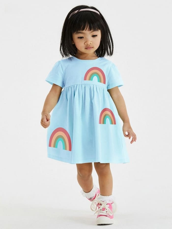 Little Maven Rainbow Cotton Dress for Girls