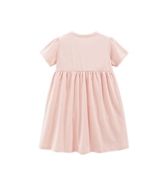 Kid Girls Summer Cotton Dress with Flowers and Bunny Embroidery 