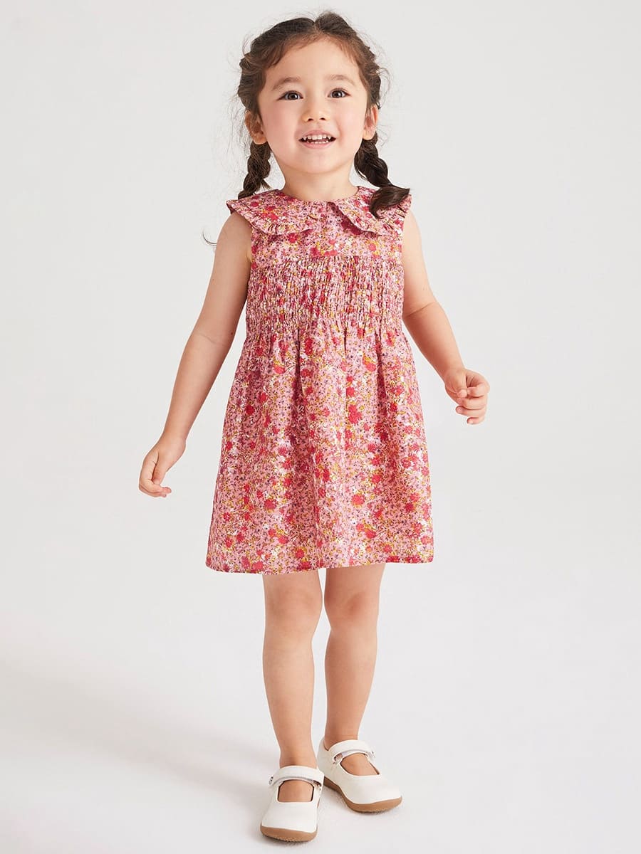 Kid Girls Summer Floral Print Cotton Sleeveless Dress