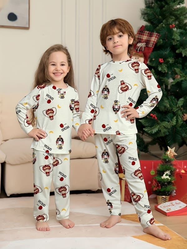 Little Maven Organic Cotton Kids Cartoon Print Pajamas Set
