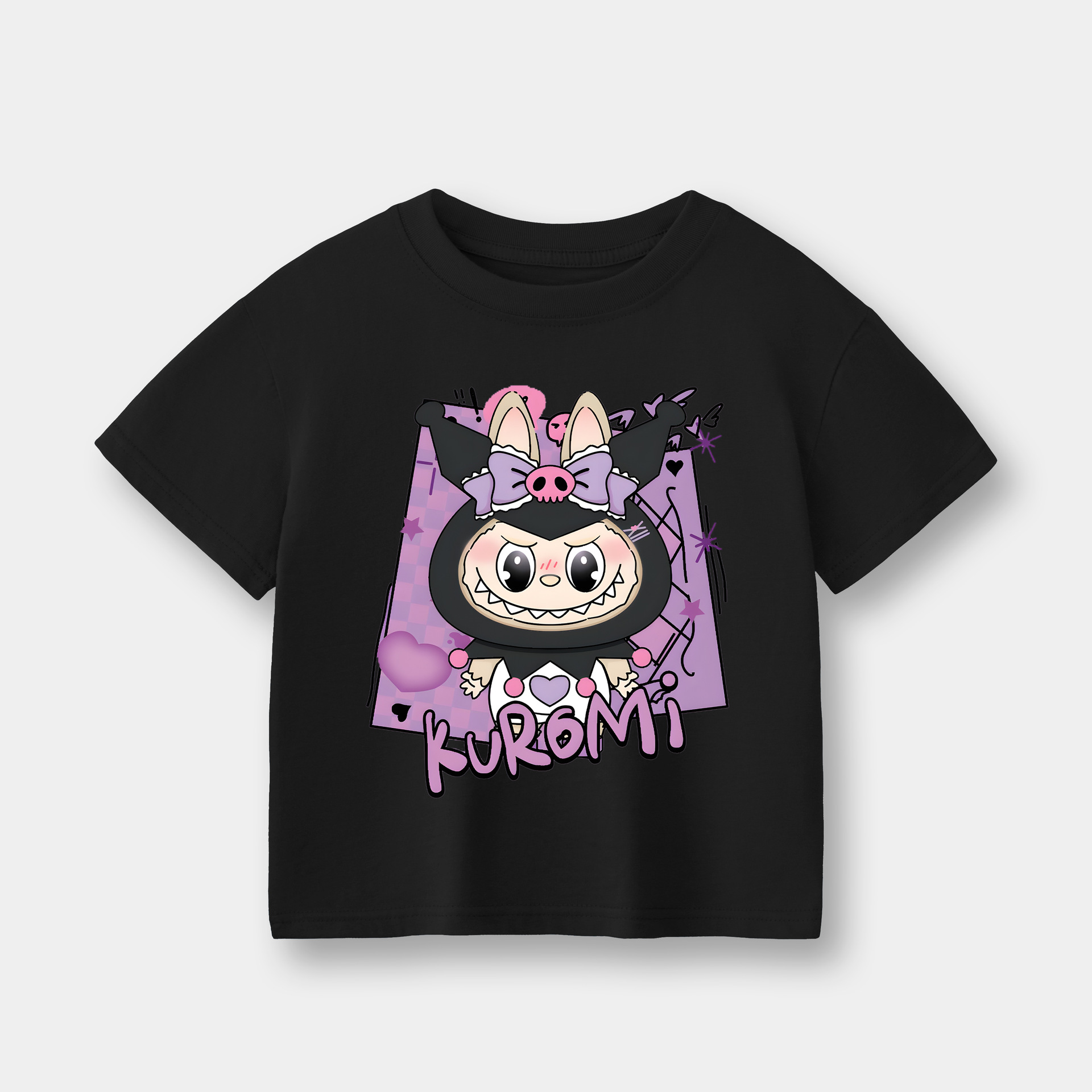 Official Sanrio Kuromi & Labubu Kids T-Shirt (Balck)