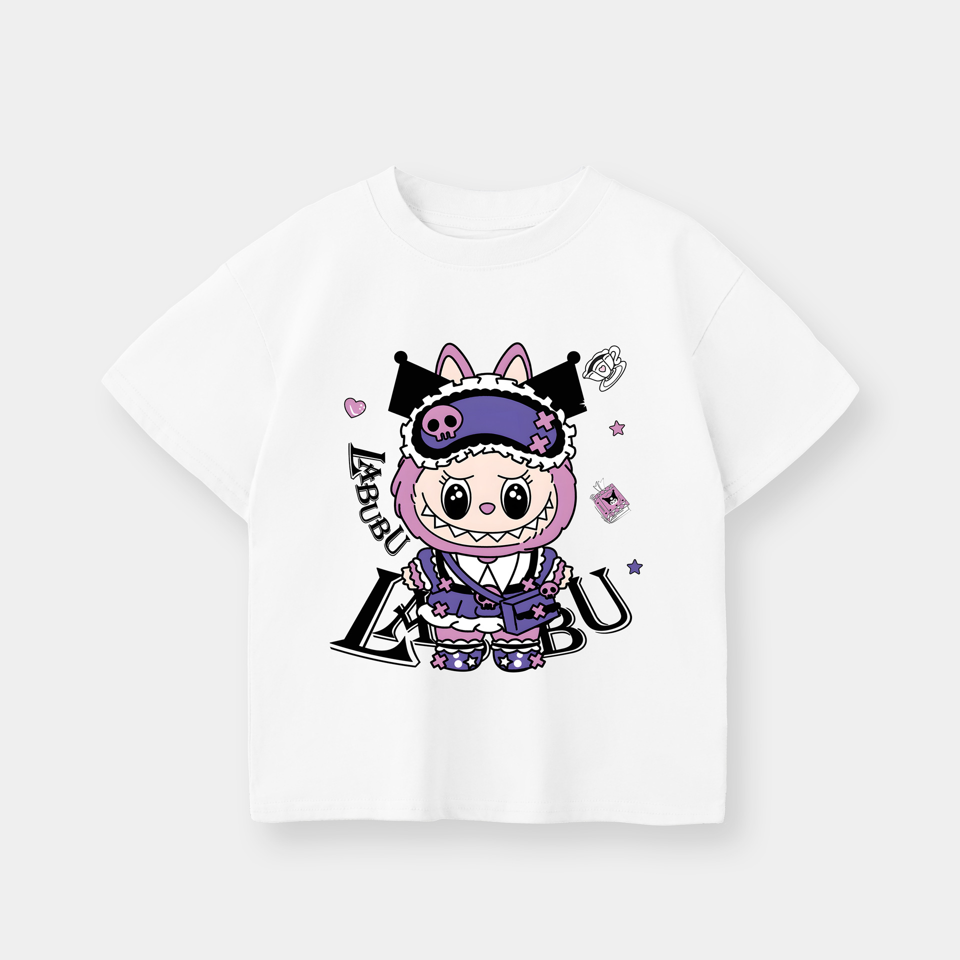 Kuromi & Labubu Kids Cotton T-Shirt White