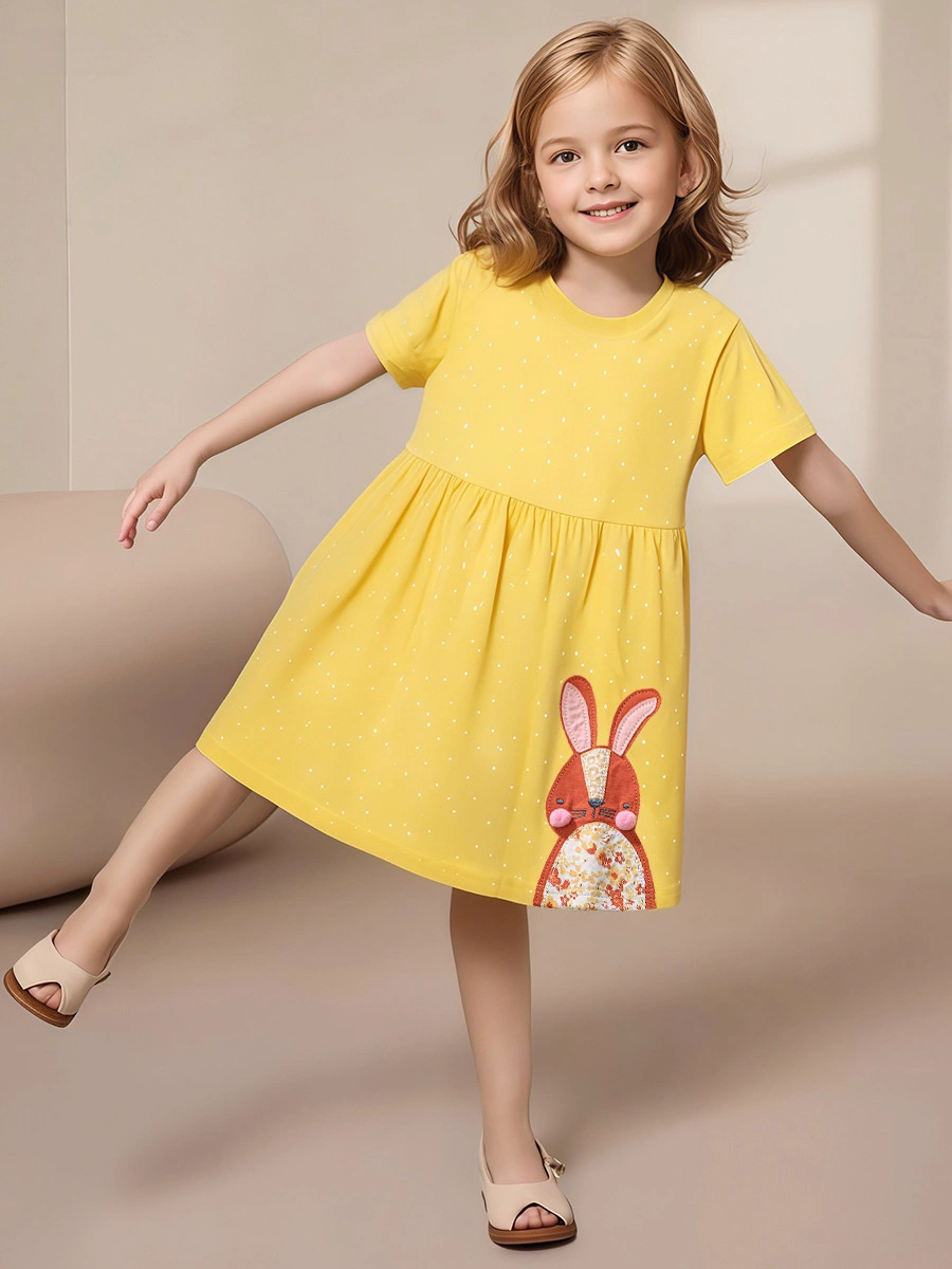 Little Maven Girls’ Princess Dress with Bunny Applique