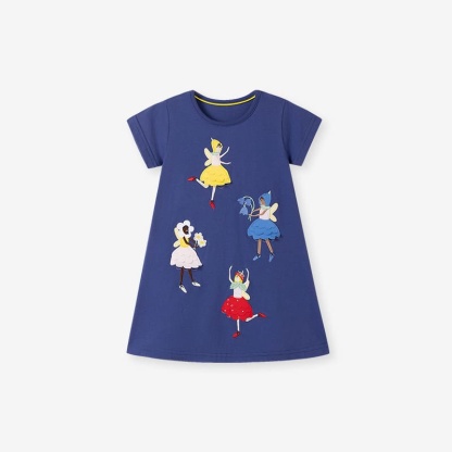 Little Maven 3D Character Printed Cotton Dress for Girls