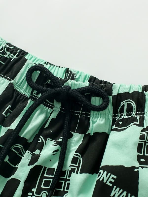 Little Maven Boys Cotton Plaid Sports Shorts with Elastic Waist