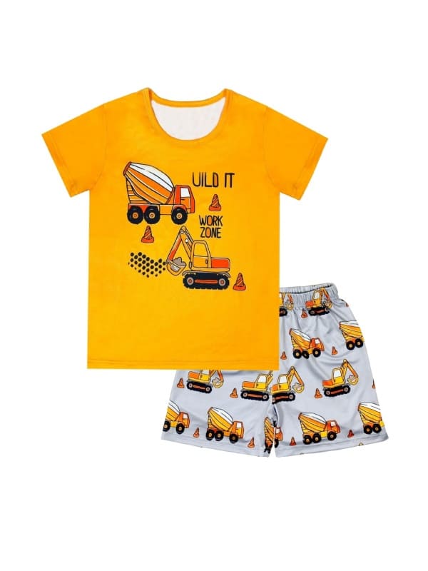 Little Maven Boys Engineering Truck Printed Cotton Pajama Set