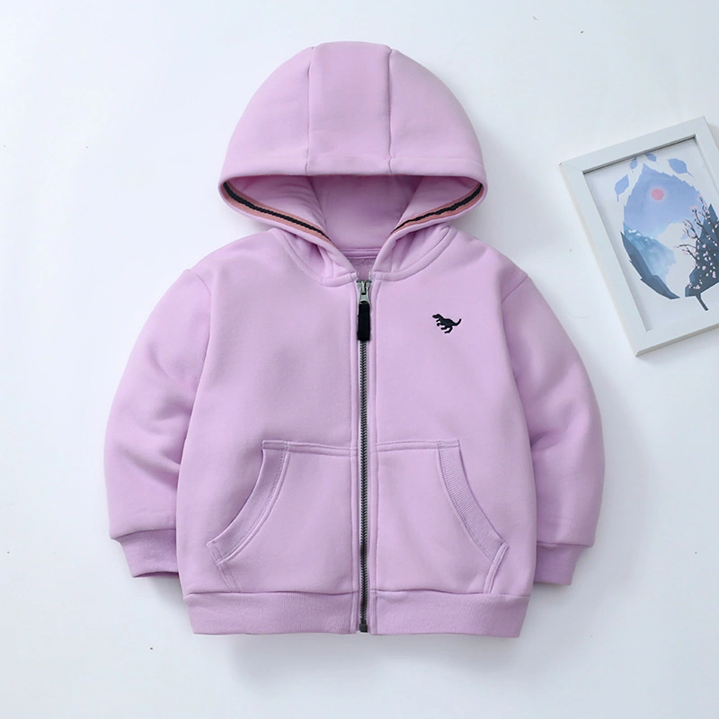 Little Maven Dinosaur Logo Fleece Hooded Jacket for Toddlers and Kids