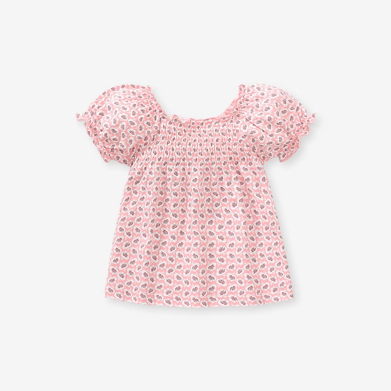 Little Maven Girls Floral Print Cotton Balloon Sleeve Tee