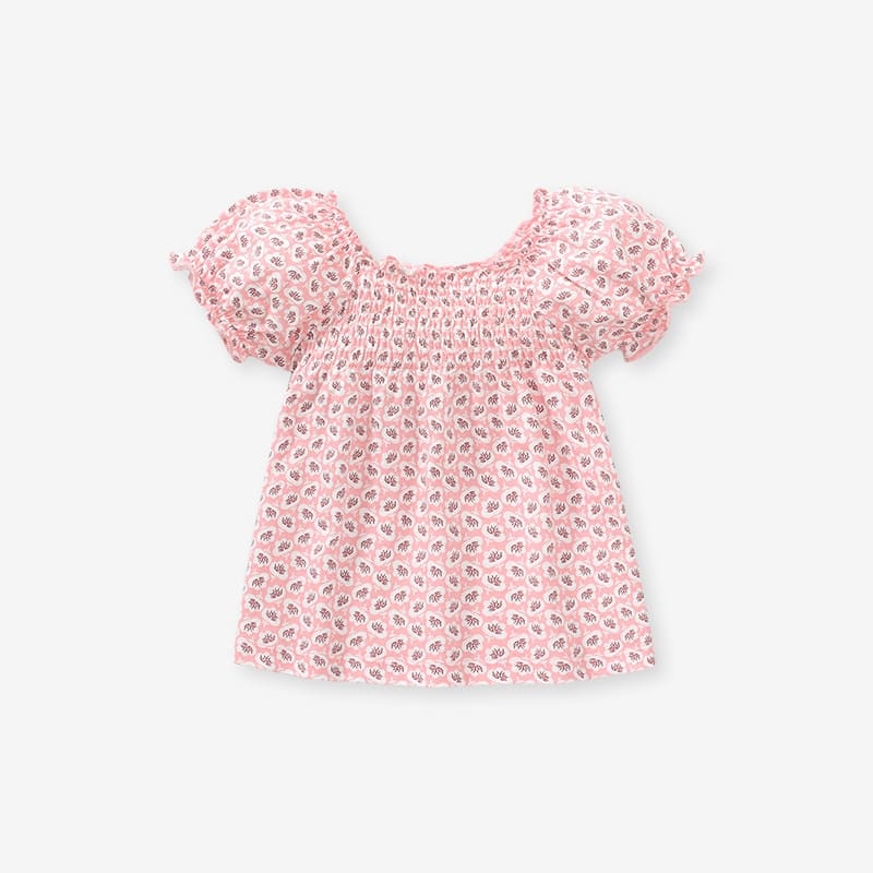 Little Maven Girls Floral Print Cotton Balloon Sleeve Tee