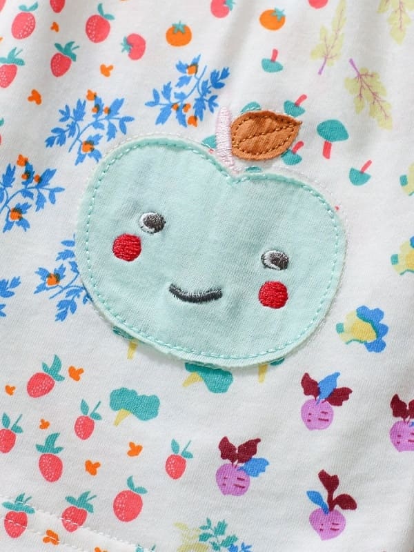 Kid Girls Cotton Long Sleeve Printed Dress with Animal Embroidery