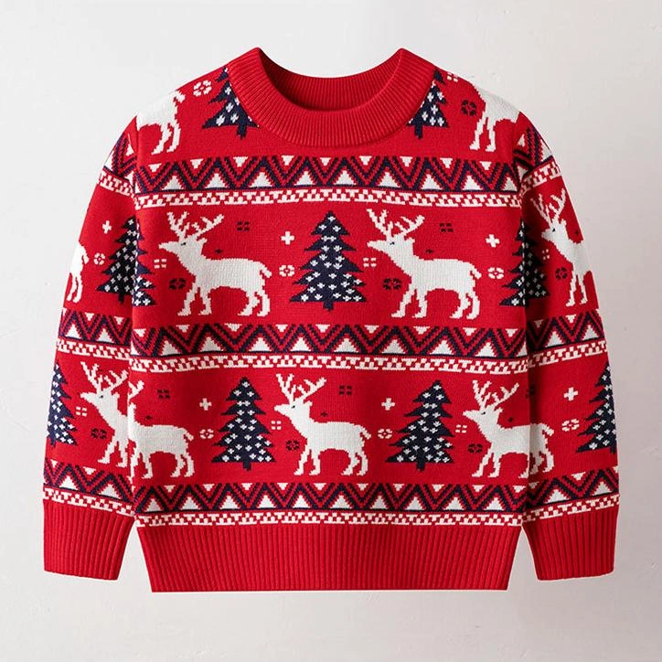 Little Maven Toddler/KId Girl Christmas Tree and Elk Sweater